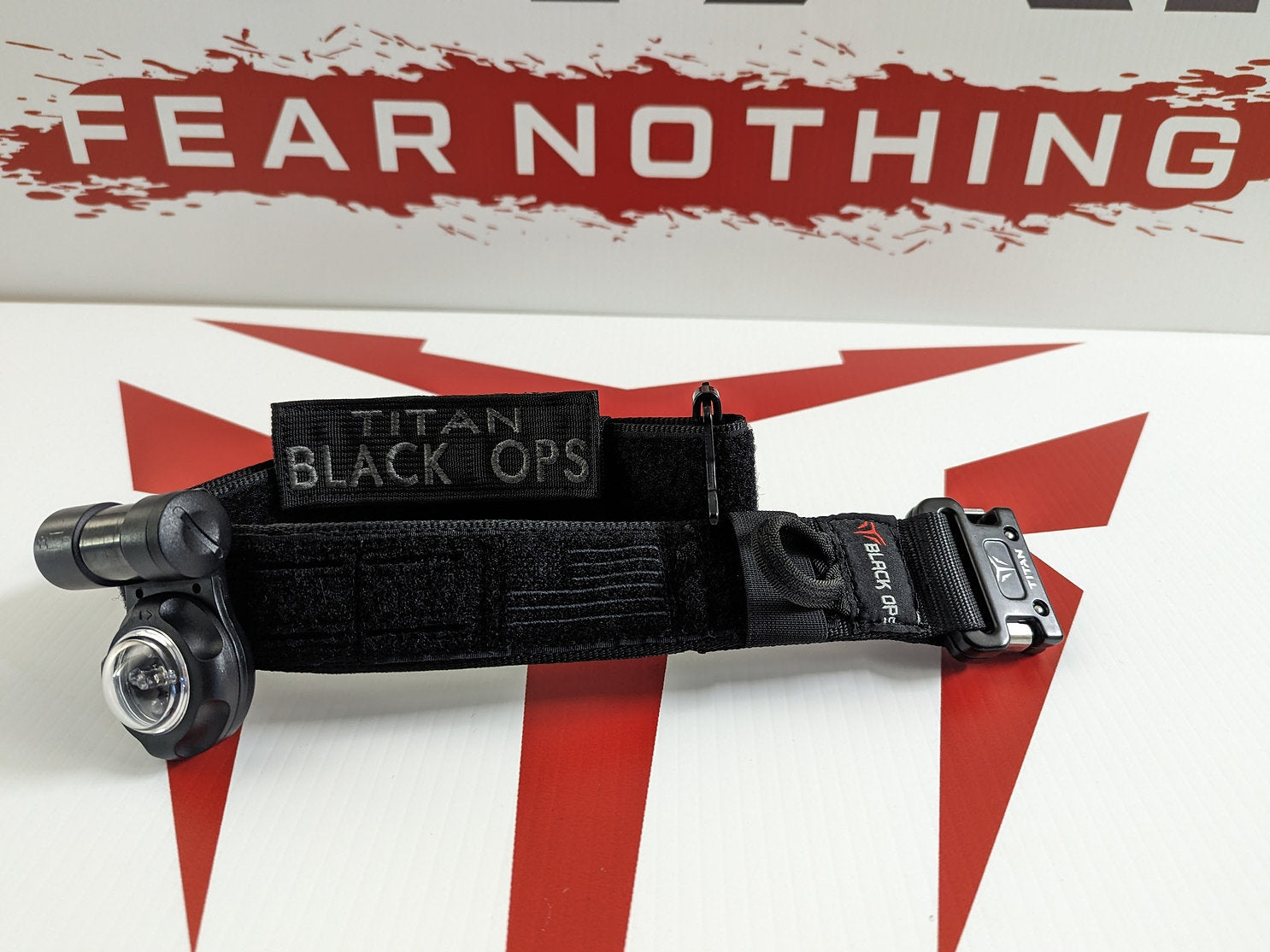 Black Ops Dog Collar with tactical laser-cut Molle and patriotic flag