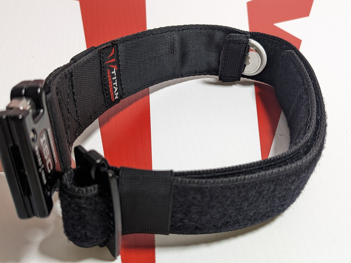 Black Ops Dog Collar with laser-cut Molle and subdued American flag patch