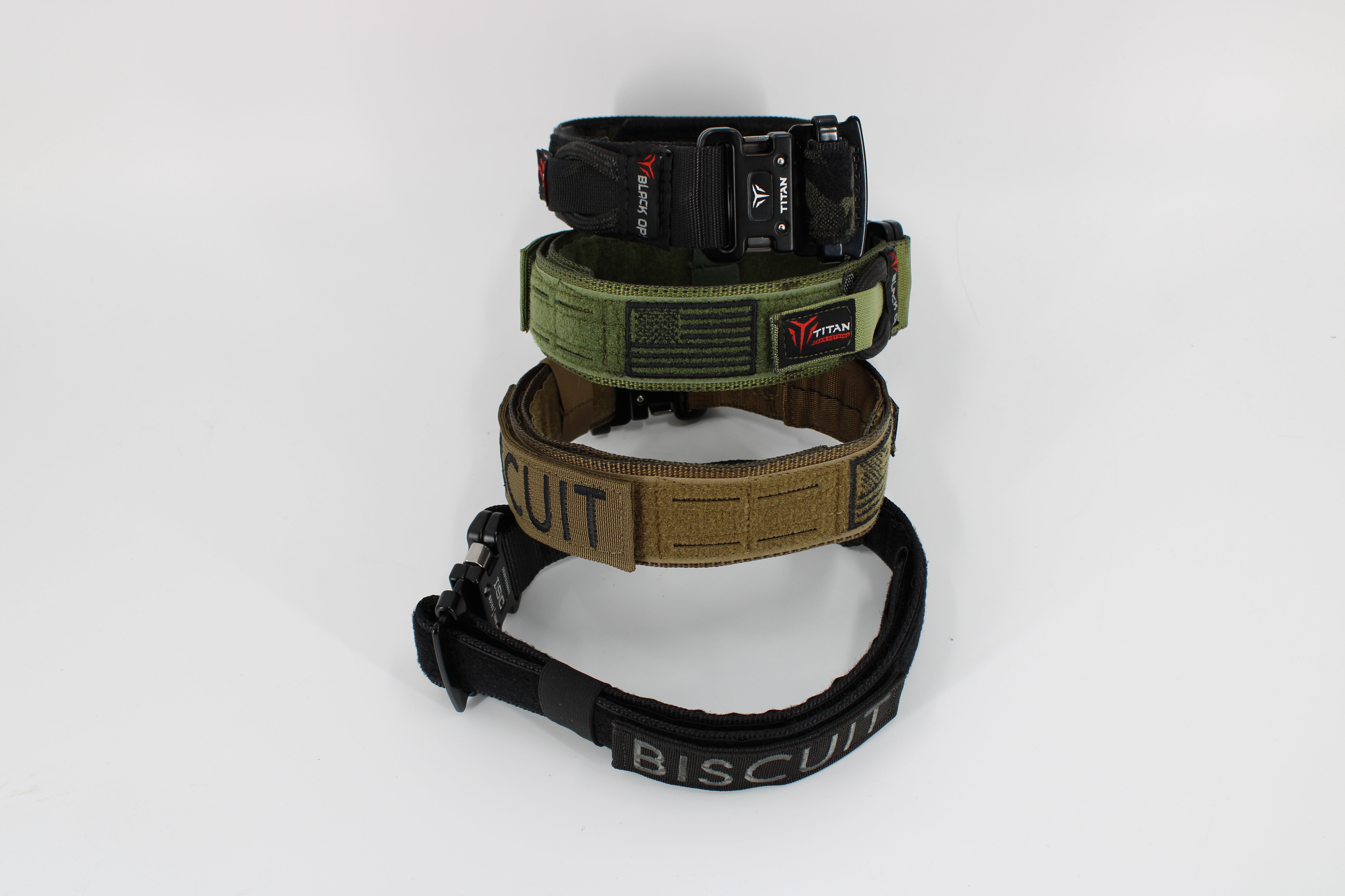 Black Ops Dog Collar showing the secure fit and internal Velcro adjustment system