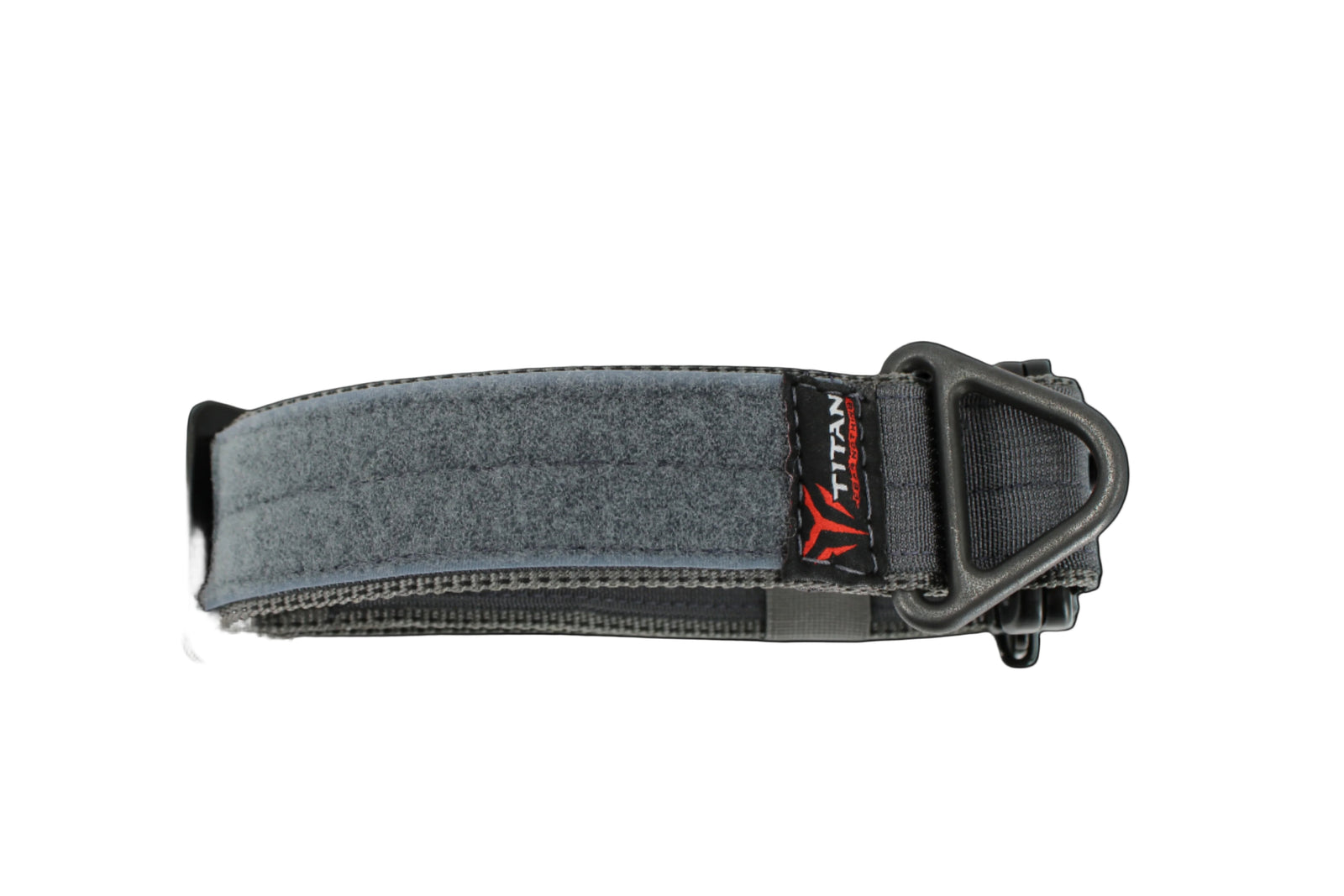 Gray dog collar with an ISC Buckle, Made by Titan Ultra K9